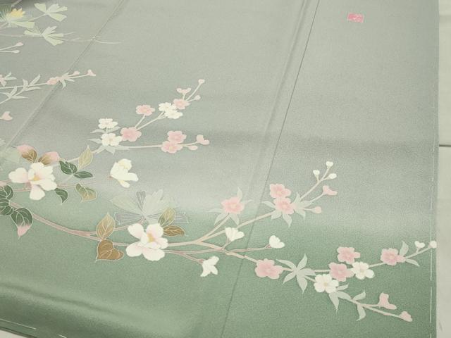 平和屋着物●訪問着　友禅　作家物　枝花文　暈し染め　正絹　逸品　未使用　CABA1533gh