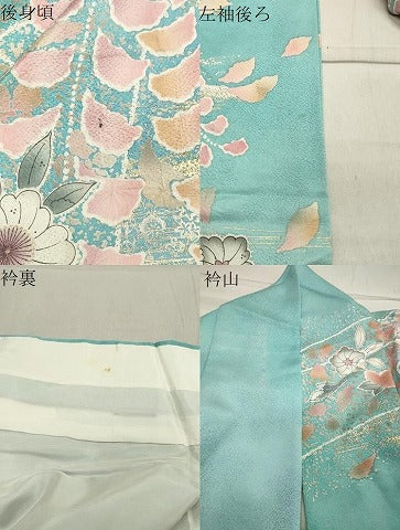 平和屋着物●豪華振袖　辻が花　絞り　暈し染め　金彩　銀通し地　正絹　逸品　CABA1535gh