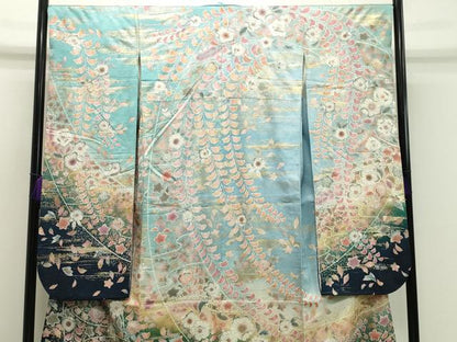平和屋着物●豪華振袖　辻が花　絞り　暈し染め　金彩　銀通し地　正絹　逸品　CABA1535gh