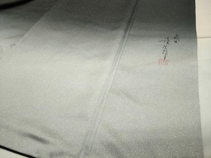 平和屋着物●二代目清次郎　手描き　振袖　舞桜文　暈し染め　金彩　金通し地　正絹　逸品　CABA1536gh