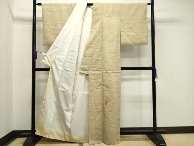 平和屋着物▼中国三大刺繍　相良刺繍　総刺繍　訪問着　紬地　竜田川花文　正絹　逸品　CABA1537gh
