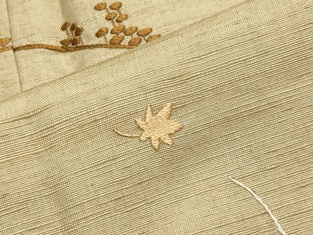 平和屋着物▼中国三大刺繍　相良刺繍　総刺繍　訪問着　紬地　竜田川花文　正絹　逸品　CABA1537gh