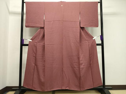 平和屋着物●上質な色無地 紋意匠 蘇芳香色 正絹 逸品 CABA1539gh