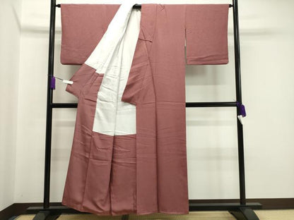 平和屋着物●上質な色無地 紋意匠 蘇芳香色 正絹 逸品 CABA1539gh