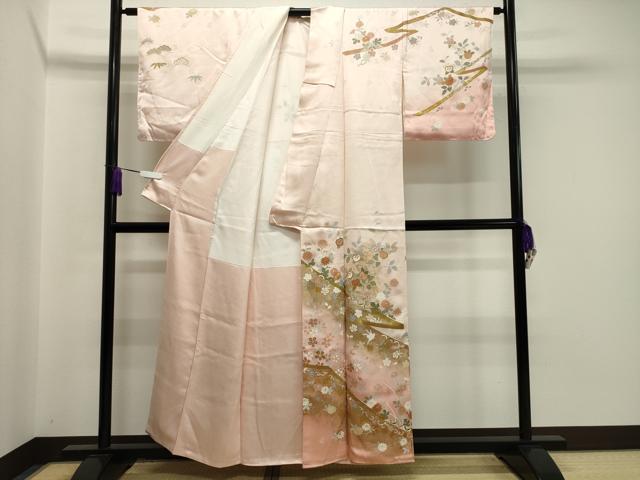 平和屋着物●創業460年・千總　訪問着　駒刺繍　橘松花文　暈し染め　金銀彩　正絹　逸品　未使用　CABA1543gh