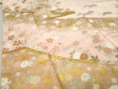 平和屋着物●創業460年・千總　訪問着　駒刺繍　橘松花文　暈し染め　金銀彩　正絹　逸品　未使用　CABA1543gh