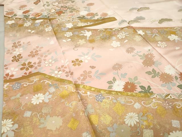 平和屋着物●創業460年・千總　訪問着　駒刺繍　橘松花文　暈し染め　金銀彩　正絹　逸品　未使用　CABA1543gh