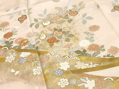 平和屋着物●創業460年・千總　訪問着　駒刺繍　橘松花文　暈し染め　金銀彩　正絹　逸品　未使用　CABA1543gh