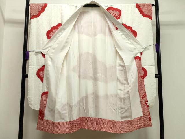 平和屋着物●振袖用長襦袢　袷　絞り　飛鶴松花文　正絹　逸品　CABA1545gh
