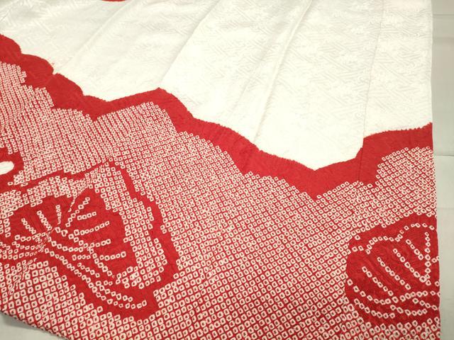 平和屋着物●振袖用長襦袢　袷　絞り　飛鶴松花文　正絹　逸品　CABA1545gh