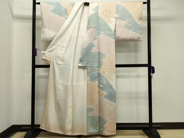 平和屋着物●訪問着　駒刺繍　絞り　松竹梅文　正絹　逸品　CABA1547gh