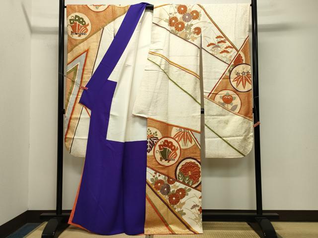 平和屋着物●豪華振袖 駒刺繍 飛鳥花丸文 金彩 正絹 逸品 CABA1557gh