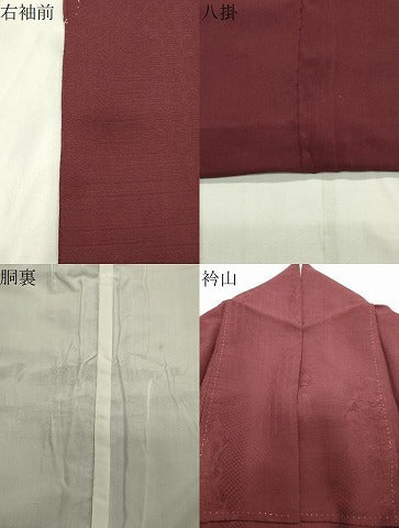 平和屋着物●上質な色無地　花唐草地紋　葡萄茶色　正絹　逸品　CABA1563gh