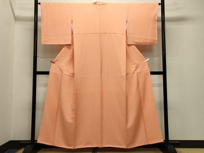 平和屋着物●上質な色無地　亀甲地紋　淡香色　正絹　逸品　CABA1566gh