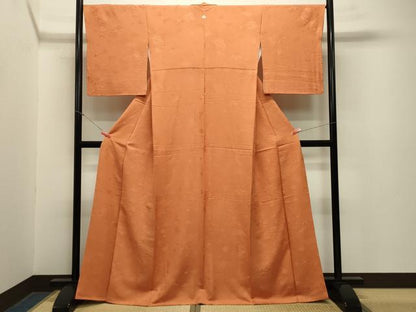 平和屋着物●上質な色無地　色紙重ね吉祥地紋　黄茶色　鈴乃屋扱い　正絹　逸品　CABA1568gh