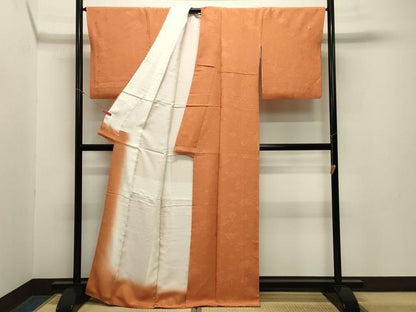 平和屋着物●上質な色無地　色紙重ね吉祥地紋　黄茶色　鈴乃屋扱い　正絹　逸品　CABA1568gh