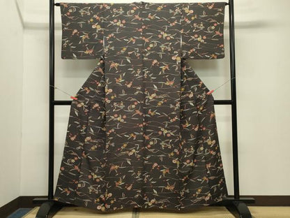 平和屋着物●上質な小紋 型染め 枝梅花文 正絹 逸品 CABA1572gh
