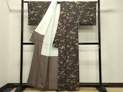 平和屋着物●上質な小紋 型染め 枝梅花文 正絹 逸品 CABA1572gh