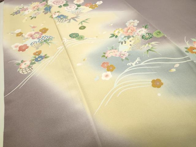 平和屋着物●訪問着　立波扇面花文　暈し染め　金彩　正絹　逸品　CABA1590gh