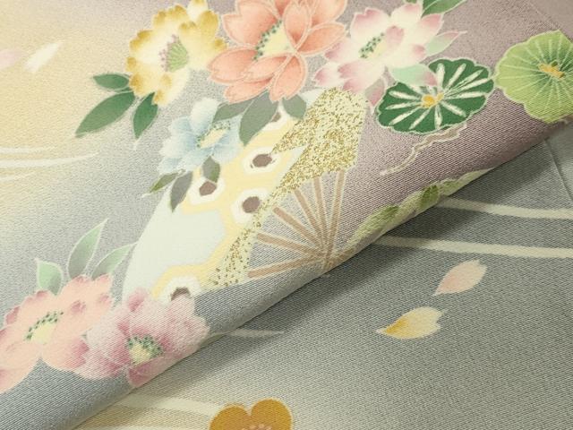 平和屋着物●訪問着　立波扇面花文　暈し染め　金彩　正絹　逸品　CABA1590gh