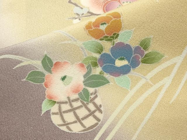 平和屋着物●訪問着　立波扇面花文　暈し染め　金彩　正絹　逸品　CABA1590gh
