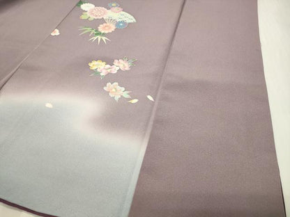 平和屋着物●訪問着　立波扇面花文　暈し染め　金彩　正絹　逸品　CABA1590gh