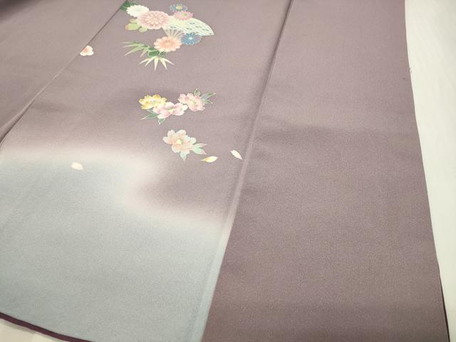 平和屋着物●訪問着　立波扇面花文　暈し染め　金彩　正絹　逸品　CABA1590gh