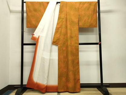 平和屋着物●上質な小紋 紬地 草木文 正絹 逸品 CABA1593gh