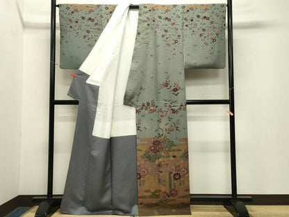 平和屋着物●訪問着　聚楽　本草染　雪輪花蝶文　正絹　逸品　CABA1598gh