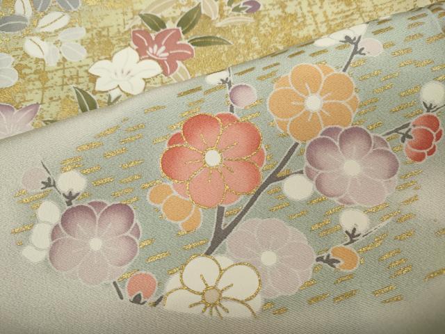 平和屋着物●訪問着　駒刺繍　エ霞草花文　暈し染め　金彩　正絹　逸品　CABA1601ut