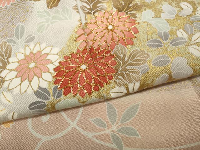 平和屋着物●訪問着　駒刺繍　エ霞草花文　暈し染め　金彩　正絹　逸品　CABA1601ut