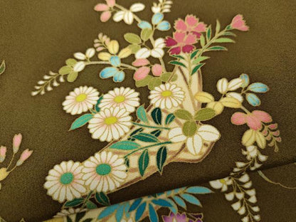 平和屋着物●訪問着　花籠文　正絹　逸品　CABA1603ut