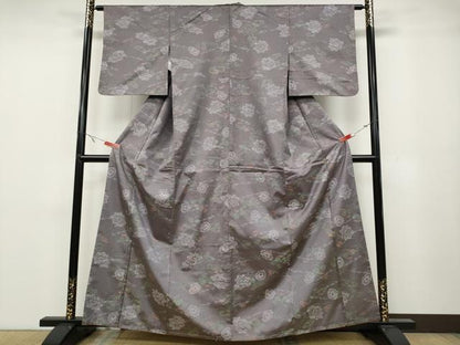 平和屋着物●薩摩結城　舞花文　正絹　逸品　CABA1604ut