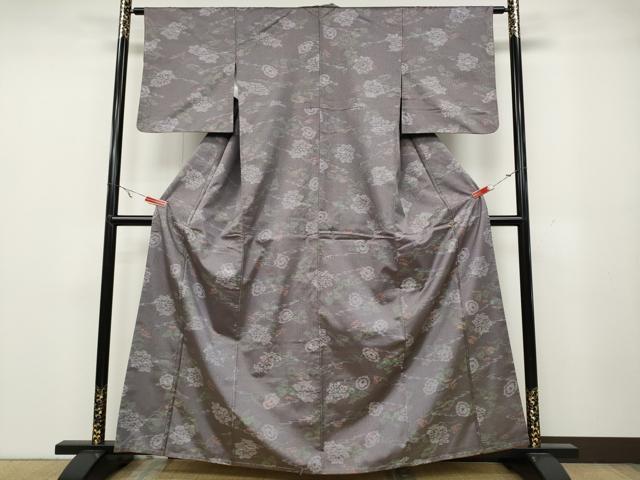 平和屋着物●薩摩結城　舞花文　正絹　逸品　CABA1604ut