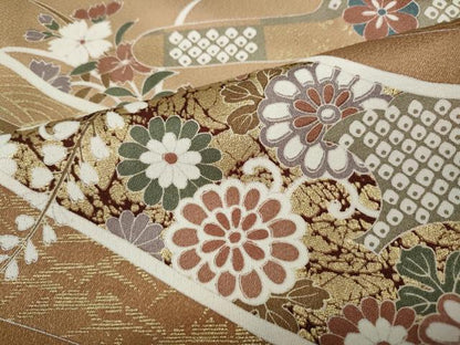 平和屋着物●豪華色留袖 エ霞草花文 暈し染め 金彩 正絹 逸品 CABA1606ut