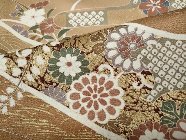 平和屋着物●豪華色留袖 エ霞草花文 暈し染め 金彩 正絹 逸品 CABA1606ut