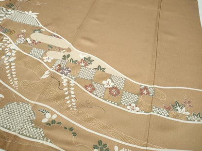 平和屋着物●豪華色留袖 エ霞草花文 暈し染め 金彩 正絹 逸品 CABA1606ut