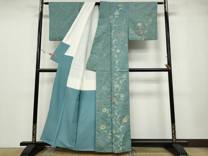 平和屋着物●訪問着　ろうけつ染め　枝花文　正絹　逸品　CABA1607ut