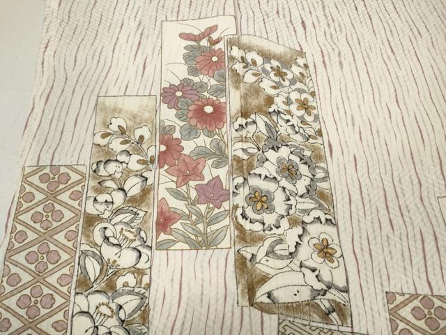 平和屋着物●訪問着 杢目絞り 短冊重ね花文 金彩 正絹 逸品 CABA1613ut