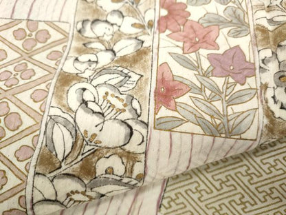 平和屋着物●訪問着 杢目絞り 短冊重ね花文 金彩 正絹 逸品 CABA1613ut