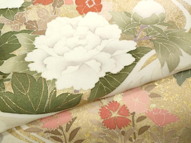 平和屋着物●訪問着　流水草花文　金彩　正絹　逸品　CABA1615ut