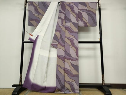 平和屋着物●上質な小紋 作家物 風景草木文 正絹 逸品 CABA1617ut