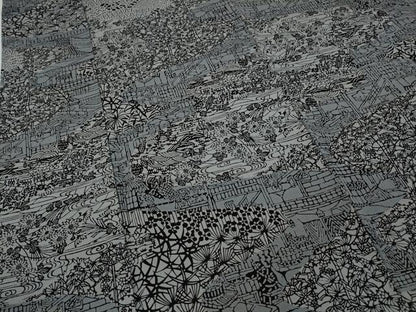 平和屋着物●上質な小紋　風景草花文　鬼しぼ縮緬　正絹　逸品　CABA1626ut