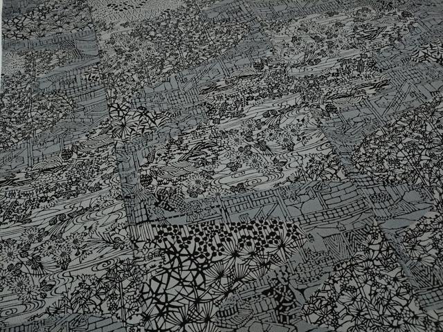 平和屋着物●上質な小紋　風景草花文　鬼しぼ縮緬　正絹　逸品　CABA1626ut