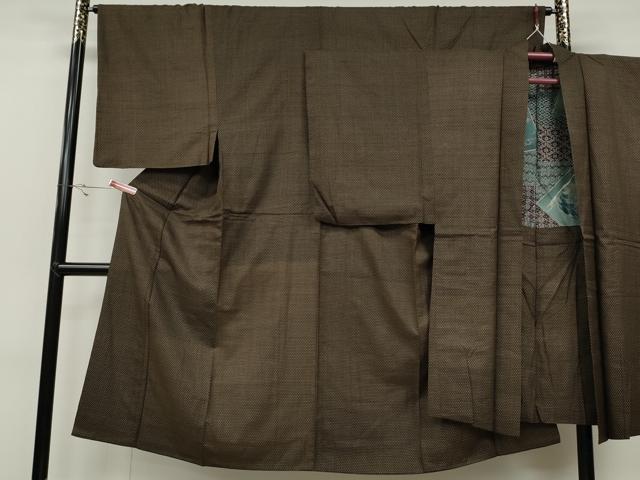 平和屋着物●男性　紬　アンサンブル　十字絣　正絹　逸品　CABA1629ut