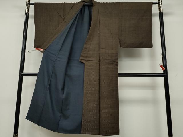 平和屋着物●男性　紬　アンサンブル　十字絣　正絹　逸品　CABA1629ut