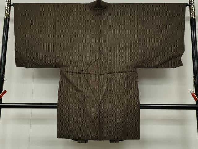 平和屋着物●男性　紬　アンサンブル　十字絣　正絹　逸品　CABA1629ut
