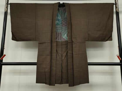 平和屋着物●男性　紬　アンサンブル　十字絣　正絹　逸品　CABA1629ut