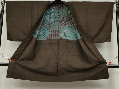 平和屋着物●男性　紬　アンサンブル　十字絣　正絹　逸品　CABA1629ut