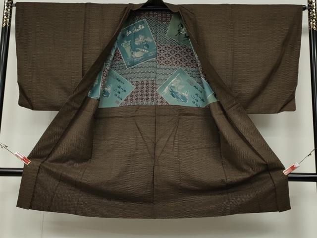 平和屋着物●男性　紬　アンサンブル　十字絣　正絹　逸品　CABA1629ut